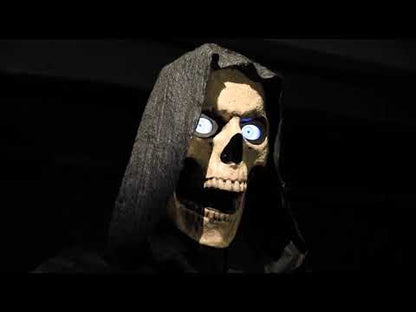 Huge 10' Towering Reaper Animated Skeleton Halloween Moving Prop w/ Digital Eyes